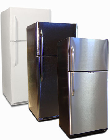 19-21 cubic foot fridge in stainless, black and white
