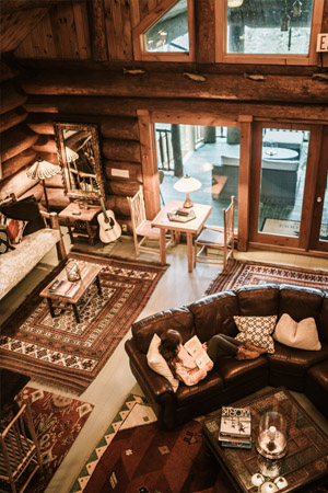 interior of a wooden cabin